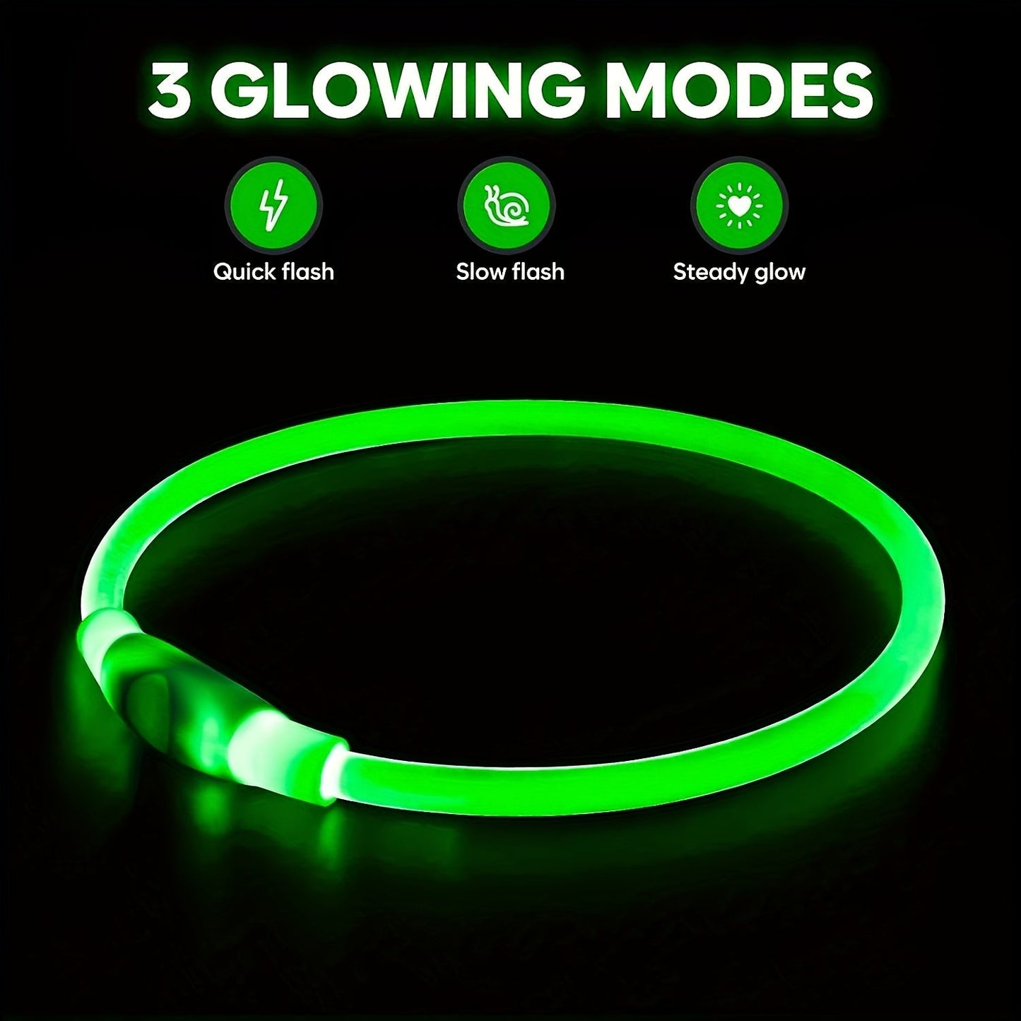 USB Rechargeable LED Dog Collar – Light Up 360° Glow Safety Collar with 3 Modes, Adjustable TPU Cuttable Collar for Small Medium Large Dogs, Night Walking Running & Hunting