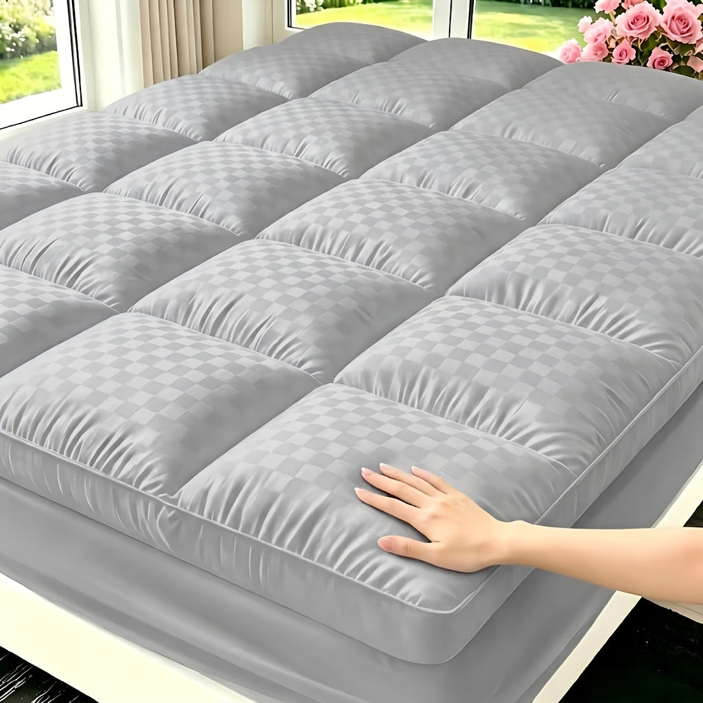 Quilted Pillow Top Mattress Topper Cooling Mattress Pad Cover Fitted Deep Pocket 8 to 21 Inch Stretches for Twin Full Queen King California King in White Gray Black Navy