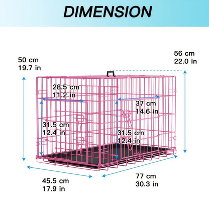 Foldable Metal Wire Dog Crate for Small Dogs & Rabbits – Adjustable Divider Panel, Leak-Proof Plastic Pan, Indoor Outdoor Pet Kennel for Chihuahuas Toy Breeds Small Animals, Multiple Sizes