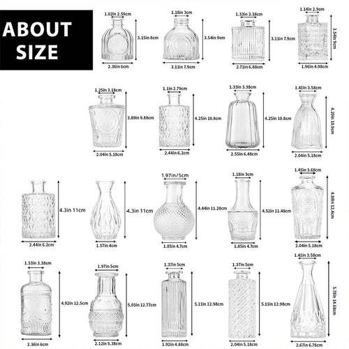 Glass Bud Vase Set of 18, Small Clear Glass Vases for Flowers, Mini Flower Vases in Bulk for Wedding Centerpieces, Rustic Home Table Decor, Dried Flowers, Floating Candles – Mother’s Day & Holiday Gift