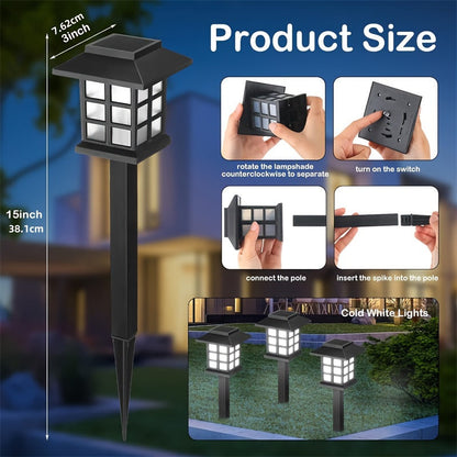 Solar Outdoor Garden Lights 6/12/24 Pack IP44 Waterproof | Warm White Colorful LED Landscape Pathway Lights for Yard Courtyard Patio Holiday Decoration – Auto On/Off