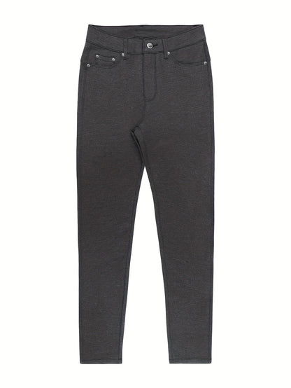 Women's High Waist Stretch Skinny Jeans Metal Button Street Style Slim Fit Denim Pants 10 Colors S-XXL Everyday Wear