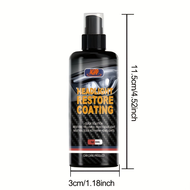 Headlight Restoration Kit with Restoration Fluid & Sponge – Removes Yellowing, Cloudiness & Oxidation, Restores Clarity & Shine Fast, Universal Fit for All Car Models, DIY Headlight Lens Repair & Polish Set