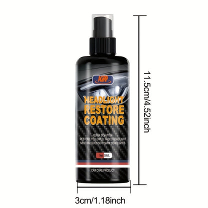 Headlight Restoration Kit with Restoration Fluid & Sponge – Removes Yellowing, Cloudiness & Oxidation, Restores Clarity & Shine Fast, Universal Fit for All Car Models, DIY Headlight Lens Repair & Polish Set