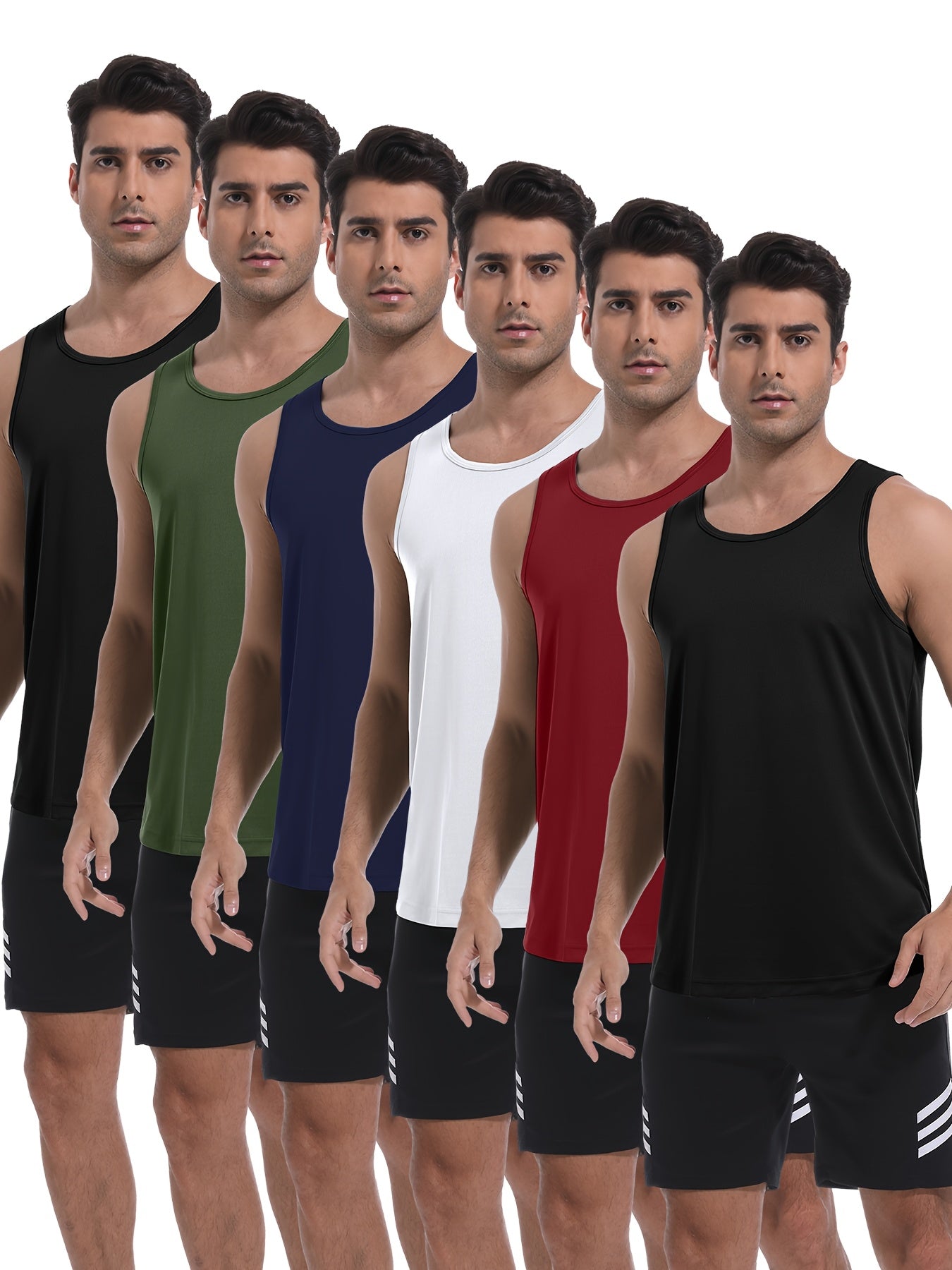 6 Pack Men's Moisture Wicking Tank Tops Sleeveless Gym Shirts Workout Vest for Running Training Hiking Athletic Sports Undershirt S-XXL