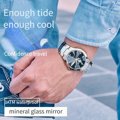 Men's Luminous Quartz Business Watch with Dual Date Calendar – Elegant Zinc Alloy Case, Simple Trend Design, Dress & Casual Wear