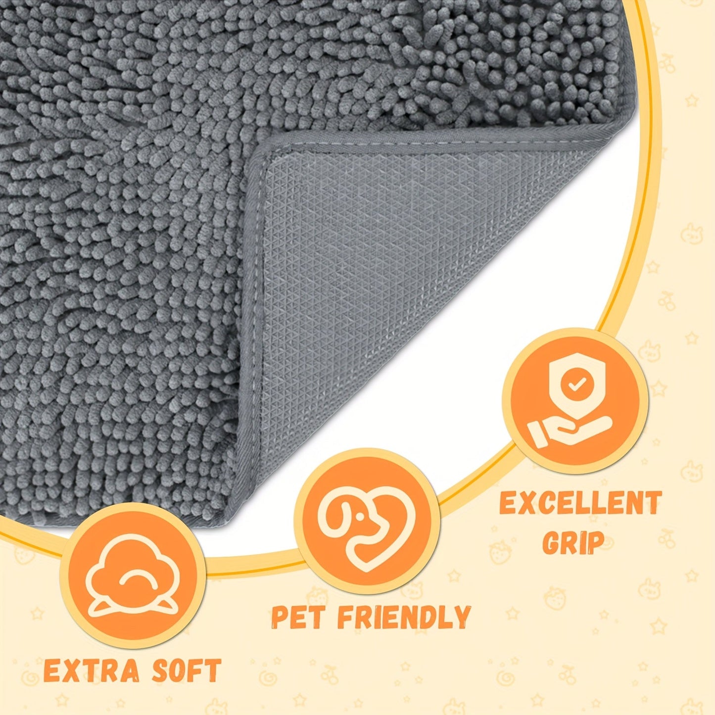 Dog Door Mat for Muddy Paws 2-Pack – Absorbent Non-Slip Washable Microfiber Mud Mat, Quick Dry Entry Indoor Floor Mat for Dogs, Machine Washable, Available in 24x17 & 32x20 inch, 3 Colors