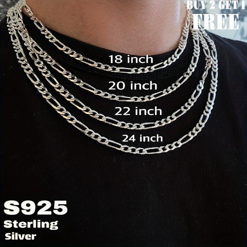 925 Sterling Silver Figaro Chain Necklace for Men & Women – 8mm Wide Bold Retro Minimalist Unisex Chain, 6.25g, Available in 20in & 24in Lengths, Gift Box Included, Birthday Anniversary Father's Day Jewelry Gift