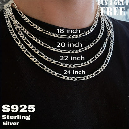 925 Sterling Silver Figaro Chain Necklace for Men & Women – 8mm Wide Bold Retro Minimalist Unisex Chain, 6.25g, Available in 20in & 24in Lengths, Gift Box Included, Birthday Anniversary Father's Day Jewelry Gift