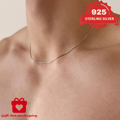 925 Sterling Silver 1mm Snake Chain Necklace Unisex – Handmade Round Snake Chain Lengths 16–24 Inch, Gift Box Included, Perfect for Daily Wear, Mother’s Day & Gifts for Him or Her