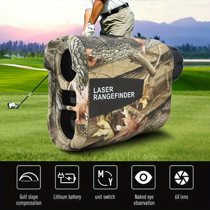 Laser Rangefinder 1200 Yards – 6X Magnification, Rechargeable, Slope Compensation, Flagpole Lock, Speed & Altitude Measurement, Golf & Hunting Camo Design