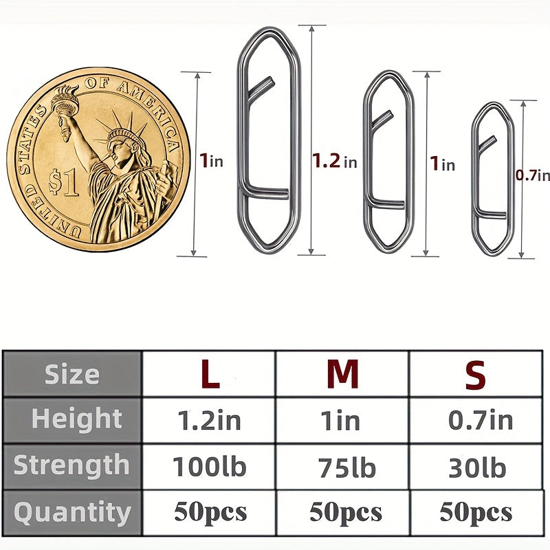 Fishing Snap Swivels 160pcs Stainless Steel Quick Connect Pins – Anti-Rust Lure Connector Hanging Ring for Sea Fishing Bass Saltwater Freshwater