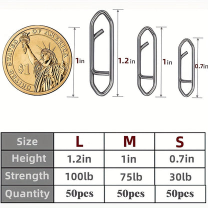 Fishing Snap Swivels 160pcs Stainless Steel Quick Connect Pins – Anti-Rust Lure Connector Hanging Ring for Sea Fishing Bass Saltwater Freshwater
