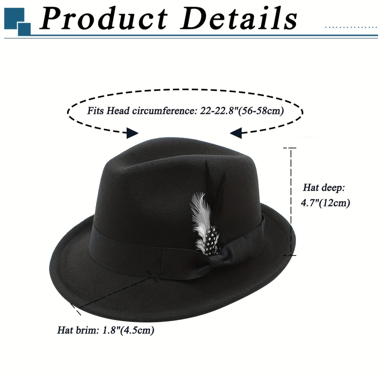 Short Brim Felt Fedora Hat for Men & Women – Classic Feather Panama Dress Hat in 7 Colors, Black Brown Navy Red Gray Coffee, Unisex Jazz Cap for Formal Casual Daily Wear