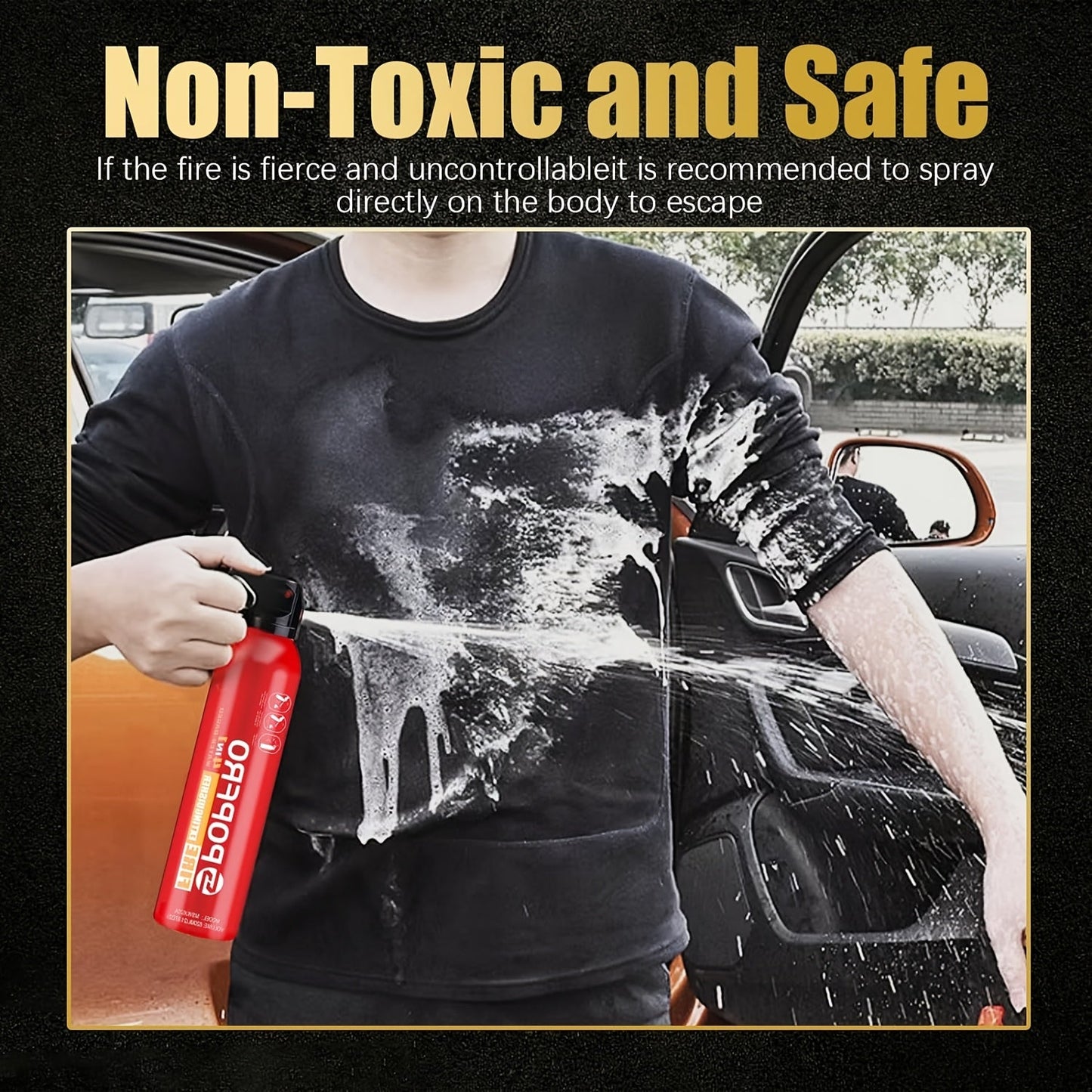4-in-1 Portable Fire Extinguisher Spray for Home, Kitchen, Garage & Car – Covers Electrical, Textile & Oil Fires, Non-Toxic, Easy to Clean, Wall-Mountable Fire Safety Tool