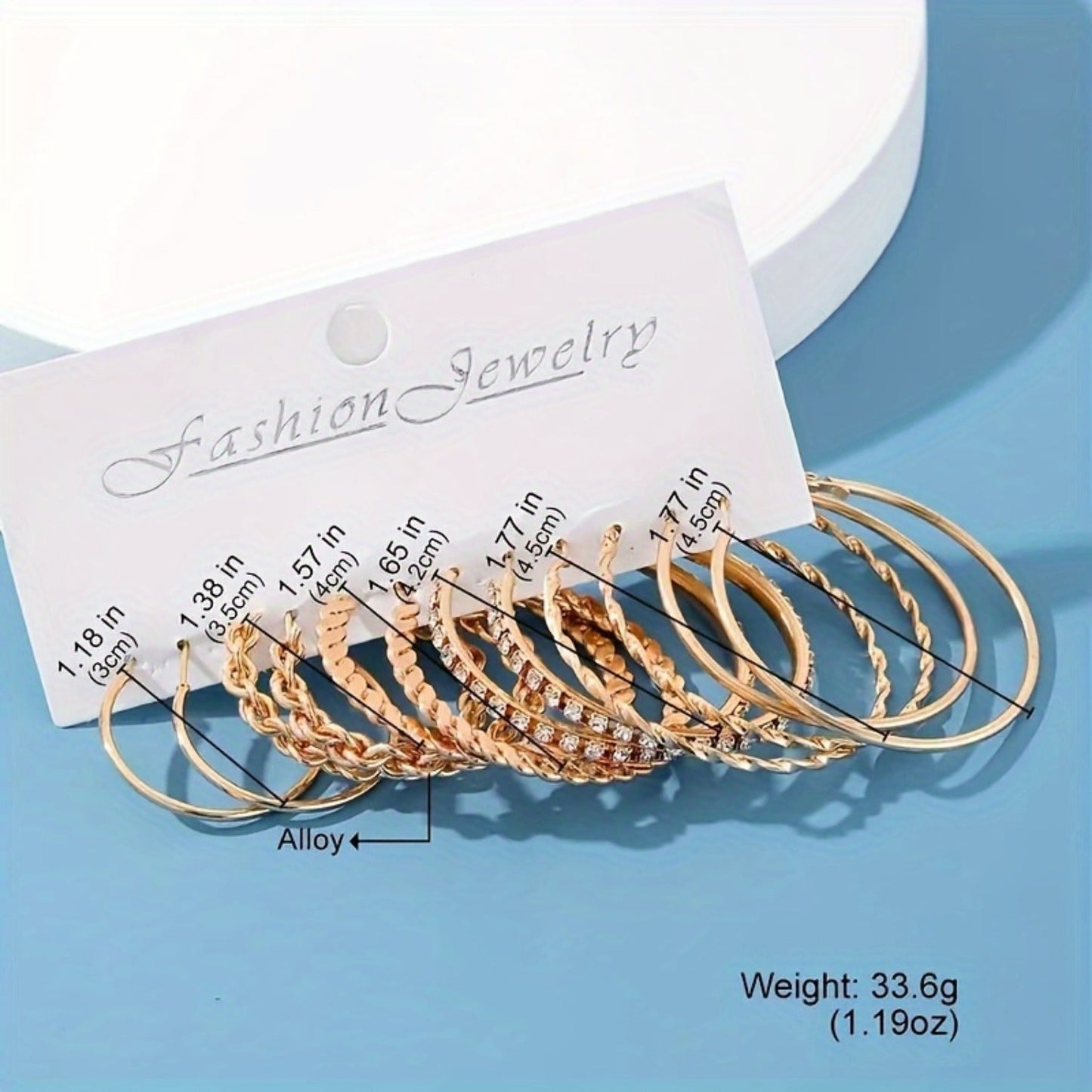 36 Piece Gold Hoop Earrings Set for Women – Fashion Rhinestone Accent Hoop Earrings with 316L Stainless Steel Posts, Hypoallergenic Earring Set for Daily Wear Parties and Gift