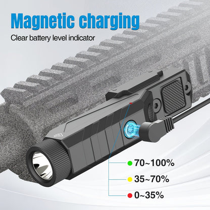 1680 Lumens Tactical Flashlight for Rifle with Momentary Strobe – M-Lok & Picatinny Dual Rail Mount, Magnetic USB Rechargeable, Low Profile Weapon Light for Hunting, Shooting & Home Defense (Model DF9030)