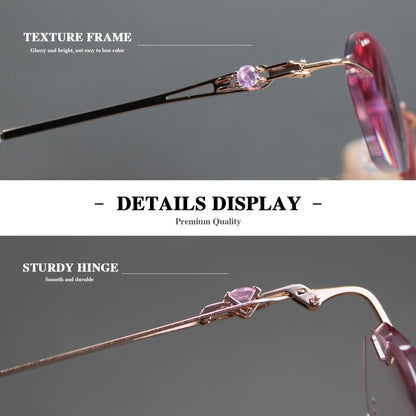 Women's Pink Rhinestone Reading Glasses with Photochromic Lenses – Elegant Mirror Legs, Gold Alloy Hinge, Strengths +100 to +400, Stylish Ladies Readers Gift for Christmas & Birthday