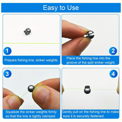 Fishing Weights Sinkers Split Shot Set 120PCS & 200PCS – Round Removable Reusable Fishing Sinkers in 5/6 Sizes for Carp, Fly, Ice & Lure Fishing