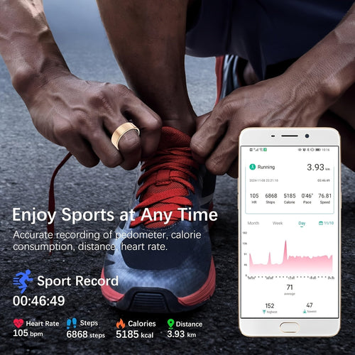 Smart Ring for Women & Men – IP68 Waterproof Fitness Tracker with Sleep Tracking, Step Counter, Exercise Monitoring & Camera Control, Lightweight Health Ring Compatible with iPhone & Android