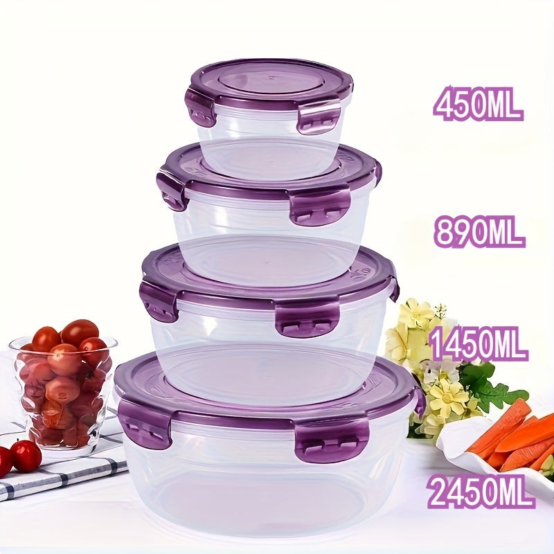 Airtight Refrigerator Food Storage Containers Set of 3 or 4 - Large Capacity Plastic Fridge Organizer Boxes for Fruit, Vegetables, Meat, Eggs, Leftovers - Stackable, BPA Free, Easy Clean, Fresh Keeper