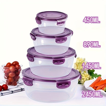 Airtight Refrigerator Food Storage Containers Set of 3 or 4 - Large Capacity Plastic Fridge Organizer Boxes for Fruit, Vegetables, Meat, Eggs, Leftovers - Stackable, BPA Free, Easy Clean, Fresh Keeper