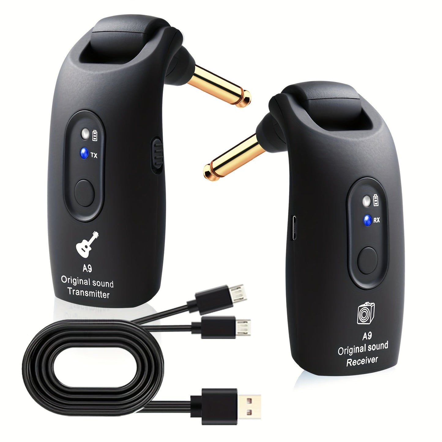 Wireless Guitar System 2.4GHz with 270° Rotatable Plug & Built-In Rechargeable Battery – Transmitter Receiver for Electric Guitar, Acoustic, Bass, Violin & Keyboard – Velora