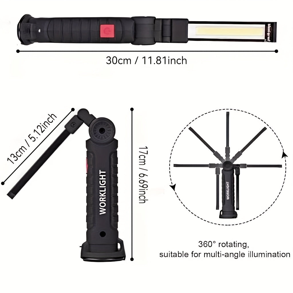 COB LED Rechargeable Work Lights – Portable Hanging Work Lamp with Built-In Battery for Camping, Yard, Party & Vehicle Maintenance, 2/4/6/8/10 Pack Options, Black & Khaki