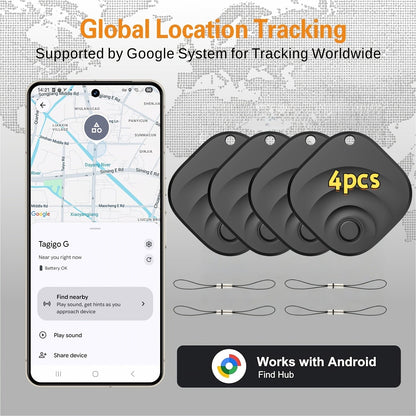 WeTag Smart Bluetooth Item Tracker 1.43" Mini GPS Finder for Keys Wallet Luggage Car Bags – High Decibel Alarm App Control – 1/2/4/8 Pack – Gift for Travelers