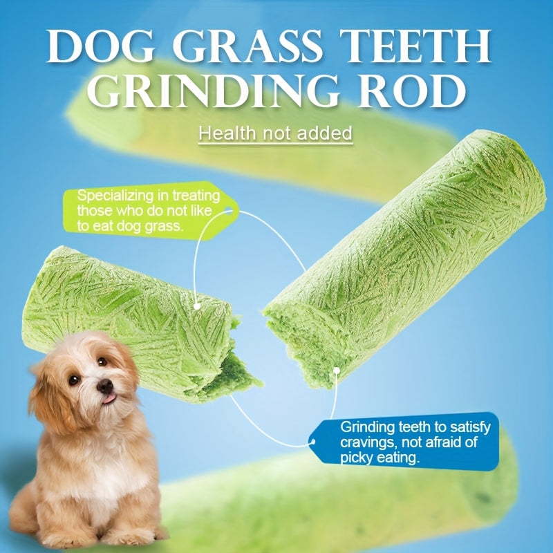15pcs Dog Grass Stick Chews – Natural Teeth Cleaning Chewable Treats, Breath Freshener, High Fiber Digestive Health Snack Made with Grass & Meat – Healthy Dog Treat for All Breeds