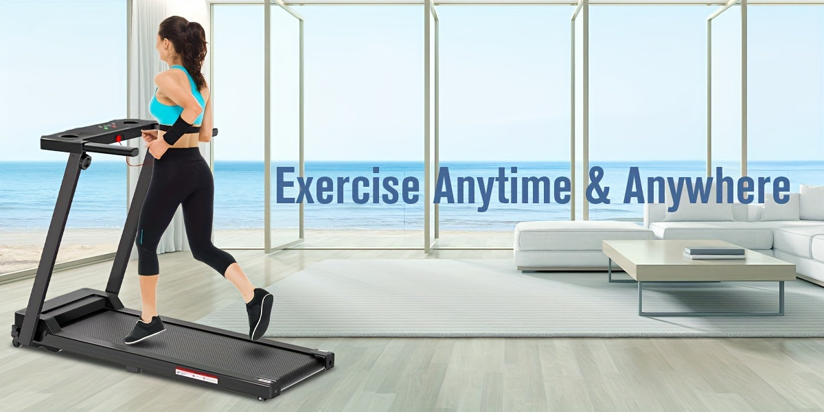 Portable Foldable Treadmill 3.0 HP with 300 LBS Capacity & Handle Bar – Compact Folding Walking Running Treadmill with LED Display for Home Office, Small Space Cardio Fitness Equipment