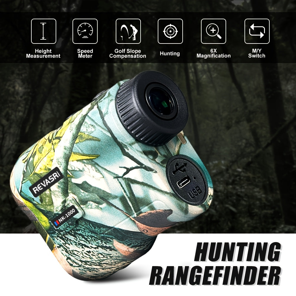 1000M Laser Rangefinder Monocular for Golf & Outdoor – Slope Compensation, Flagpole Lock, 7 Measurement Modes, USB Rechargeable, Compact Lightweight Design for Hunting & Observation