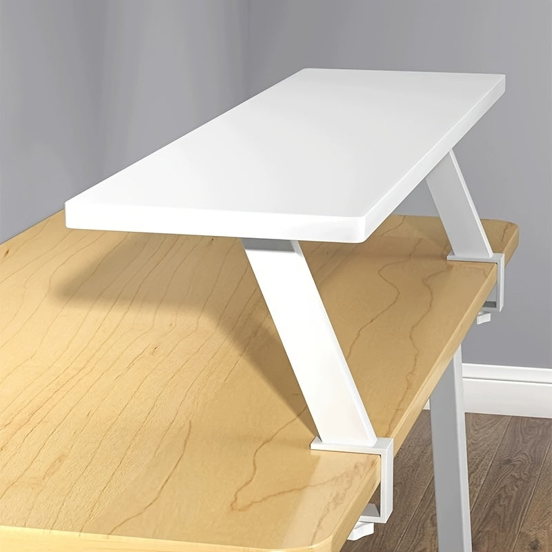 White Wooden Floating Desk Shelf – No-Drill Multi-Level Countertop Organizer for Home Office, Holds Books, Pens & Supplies, Rectangular Wall-Mounted Display Shelf, Great Thanksgiving & Christmas Gift