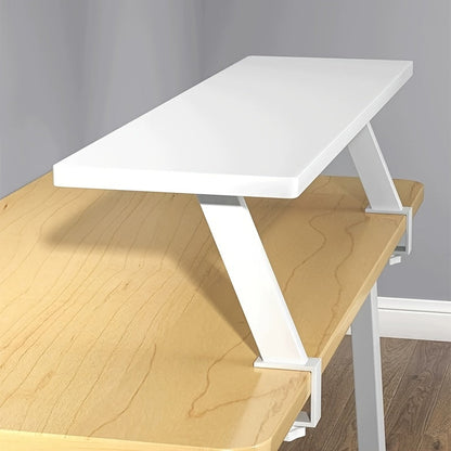 White Wooden Floating Desk Shelf – No-Drill Multi-Level Countertop Organizer for Home Office, Holds Books, Pens & Supplies, Rectangular Wall-Mounted Display Shelf, Great Thanksgiving & Christmas Gift