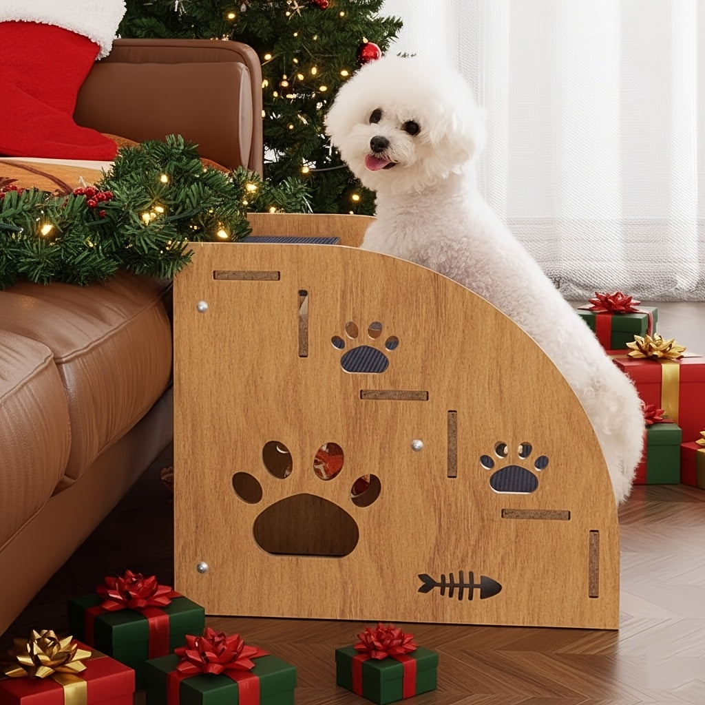 Pet Stairs for Dogs & Cats – Non-Slip 3 or 4 Step Staircase with Safety Railings for Bed & Sofa, Compact Ramp Design, 15 Inches High, for Small & Medium Dogs and Cats