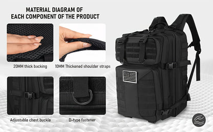 50L High Capacity Tactical Backpack Unisex – MOLLE Military Bag for Camping, Fishing, Hunting, Hiking & Travel – 13 Color Options Including Handbag & Storage Bag Variants