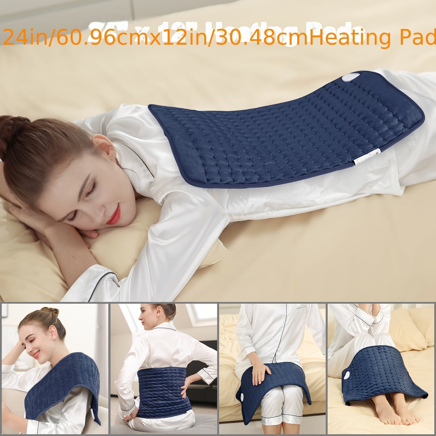 Extra Large Heating Pad 24"x12" for Back Neck Shoulders – 6 Heat Settings Auto Shut-Off Wet Dry Washable Flannel Electric Heating Pad Gift