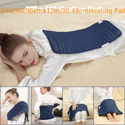 Extra Large Heating Pad 24"x12" for Back Neck Shoulders – 6 Heat Settings Auto Shut-Off Wet Dry Washable Flannel Electric Heating Pad Gift