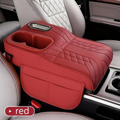 Car Center Console Armrest Pad Height Extender with Tissue Box and Cup Holder Storage Organizer Black Beige Orange Red Brown for Most Cars SUVs