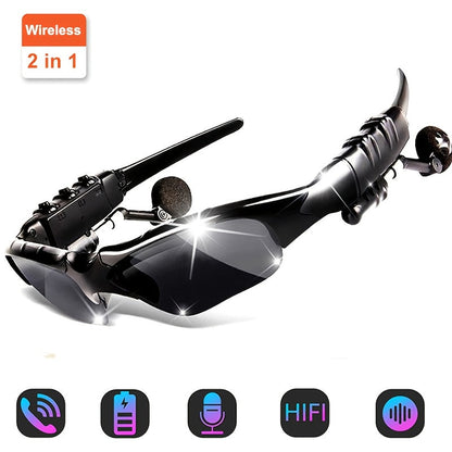Smart Driving Bluetooth Glasses with Wireless Headphones – Stereo Music Hands-Free Calls Navigation, Noise-Cancelling Microphone, Open Ear Wearable Tech Eyewear for Driving Outdoor Sports Activities