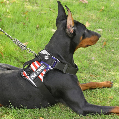No-Pull Dog Harness Set Reflective Vest with 5 Patches – Adjustable Soft Oxford Mesh Service Dog Harness Front & Back Clip for Small Medium Large Dogs XS to XL