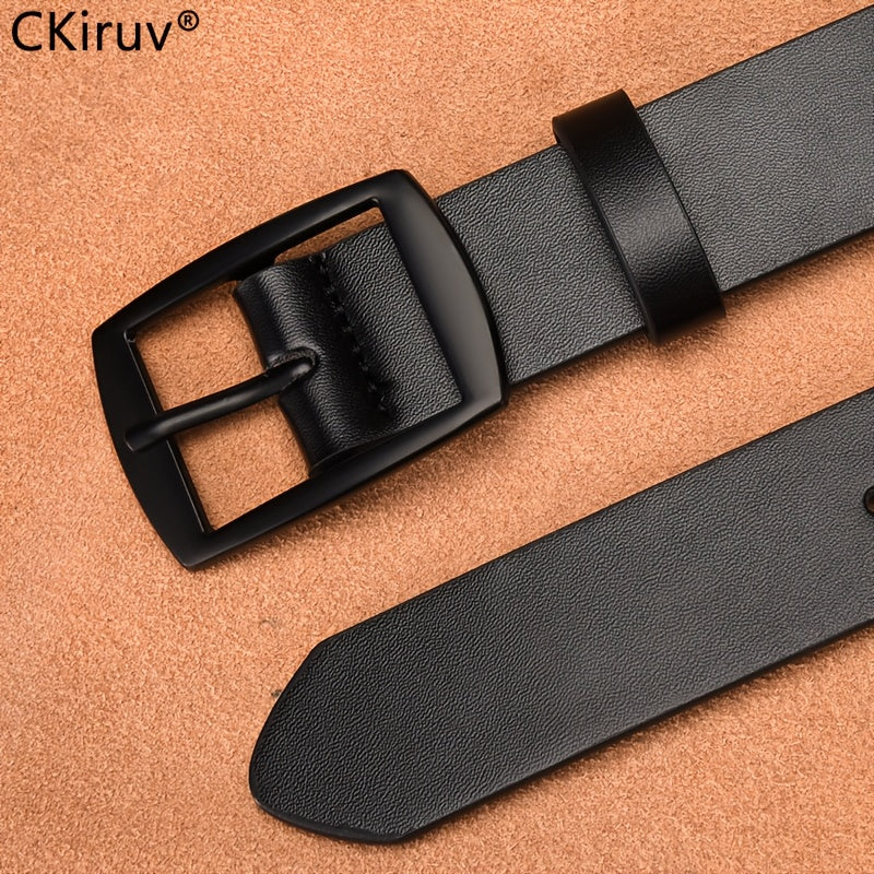 3-Pack Men's PU Faux Leather Belt Set – Casual Designer Style Alloy Buckle Belts for Jeans in Black, Brown & Khaki, Sizes 110-130cm