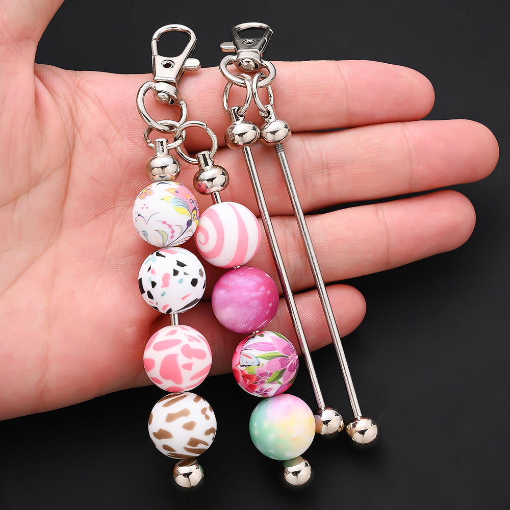 20pcs Beadable Keychain Making Kit for Women – DIY Double Blank Bar Key Rings with Lobster Clasp for Bag Pendant, Wedding, Party, Graduation, Back to School & Holiday Gift Craft Set