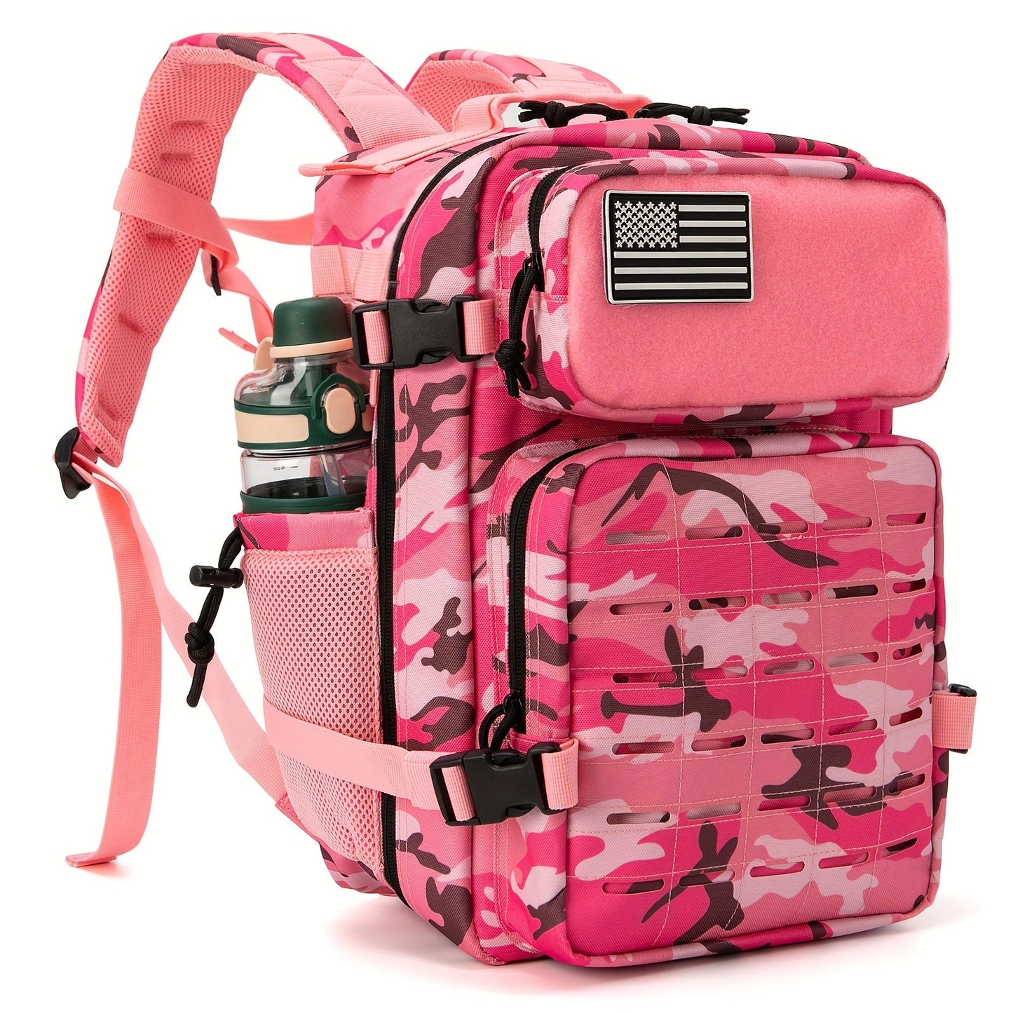 25L MOLLE Tactical Laptop Backpack for Men Women – Military Bug Out Bag Hiking Daypack with Dual Cup Holders, 9 Colors, Office & Outdoor Travel Pack