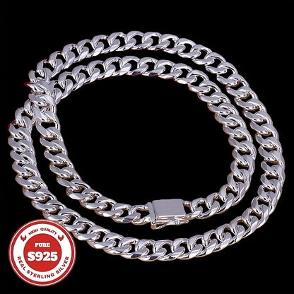 S925 Sterling Silver Cuban Chain Necklace for Men – 6mm & 10mm Wide, 18 to 24 Inch, Handcrafted Heavyweight Bold Link Chain, Durable Everyday & Special Occasion Jewelry