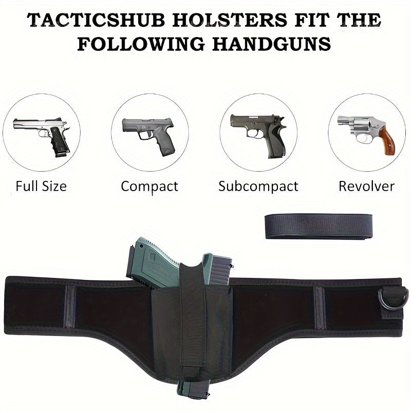 Belly Band Holster Concealed Carry Universal Ambidextrous Fits 9mm Glock G-Series Sig P365 LCP LC9 – Adjustable Quick Draw Polyester Waistband Gun Holster for Men Women, Sizes S M L