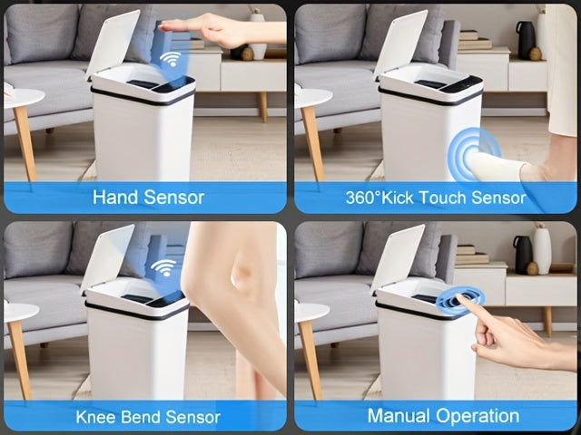 Automatic Touchless Trash Can 2-Pack – 2.8 Gallon Motion Sensor Garbage Can with Lid, Slim Smart Trash Bin for Bathroom, Bedroom, Office & Living Room