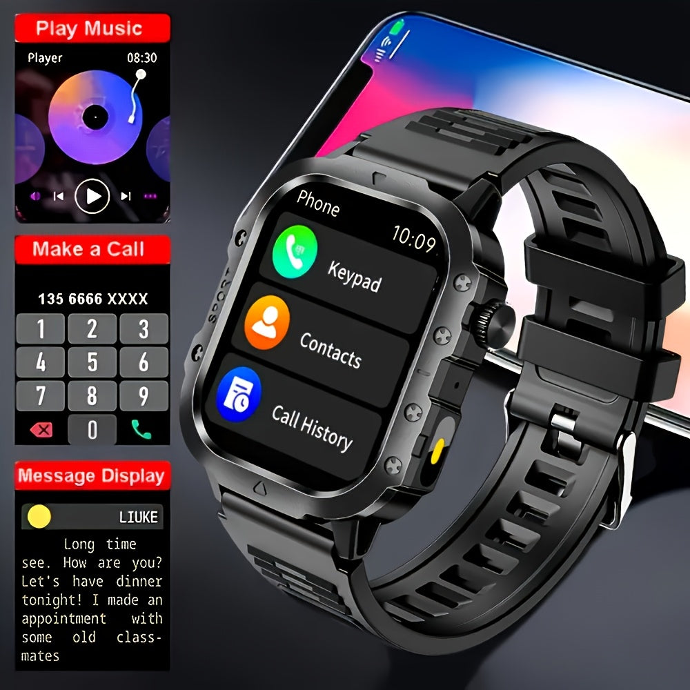 Large Screen Smartwatch Compatible with iPhone Android Wireless Calling SMS Fitness Tracker Heart Rate Monitor Remote Camera Control USB Rechargeable for Men Women - Modern Design Travel Gift