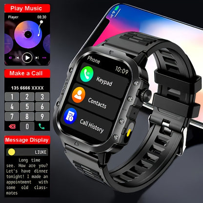 Large Screen Smartwatch Compatible with iPhone Android Wireless Calling SMS Fitness Tracker Heart Rate Monitor Remote Camera Control USB Rechargeable for Men Women - Modern Design Travel Gift