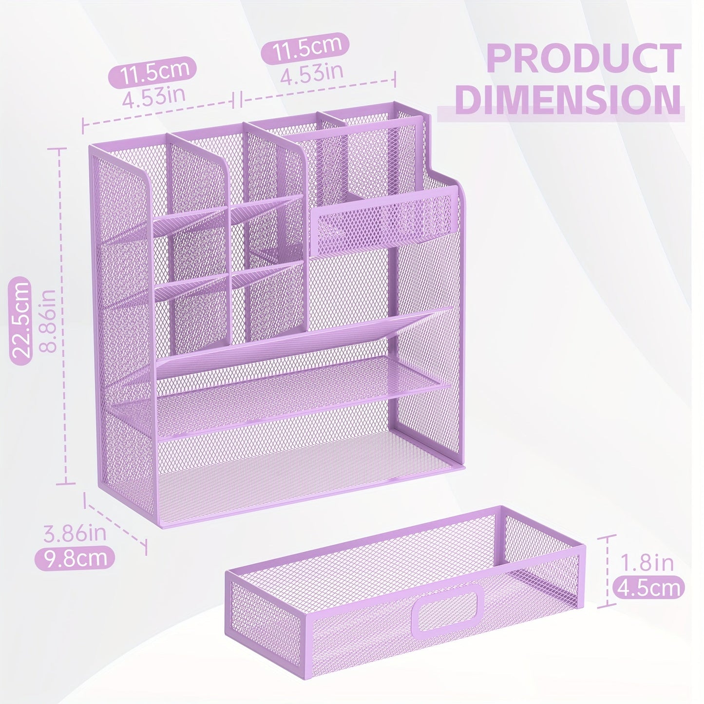 Mesh Desk Organizer with Drawer & Pen Holder – Pencil Cup Storage for Office, School & Art Studio, Breathable Mesh Design, Available in Black, Yellow & Blue
